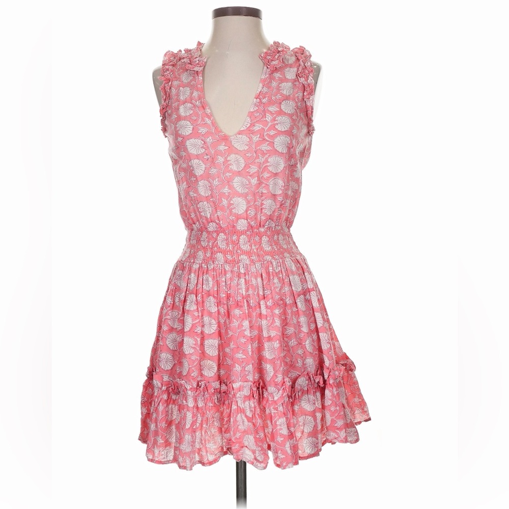 Tuckernuck Anna Cate Morgan Ruffled V-Neck Pink Floral Smocked Mini Dress